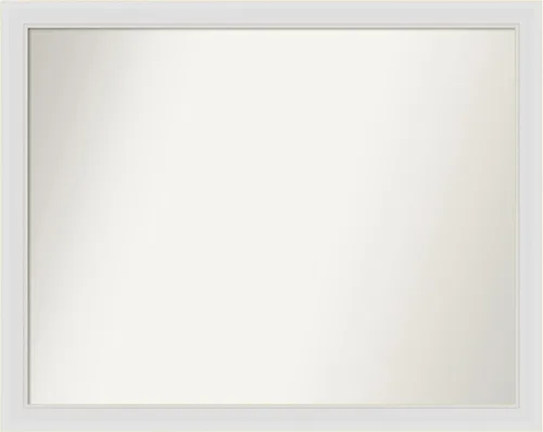Vista 139 de Amanti Art Espejo de baño blanco para sobre el fregadero, 24 x 26 pulgadas, espejo rectangular blanco y blanco, marco de madera contemporáneo