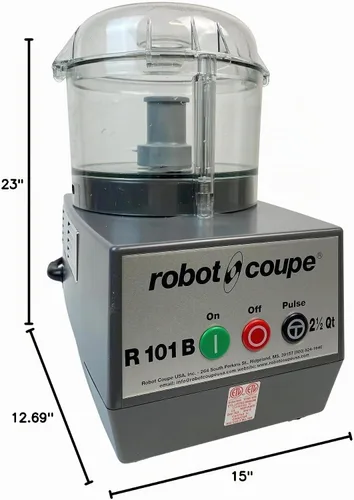 Vista 4 de Robot Coupe R101B CLR Procesador de alimentos combinado, tazón de lote transparente de 2.5 cuartos, policarbonato, transparente, 120v