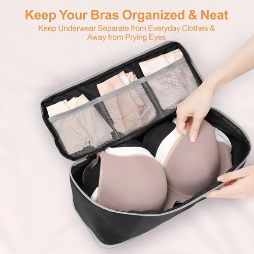 Vista 7 de Cambond Travel Underwear Organizer Bag - 4-in-1 Double Layer Lightweight Bra Organizer, Portable Expandable Compression Packing Cubes Travel Packing