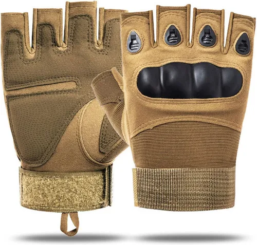 Vista 7 de SUJAYU Guantes de entrenamiento sin dedos para hombres con protección de nudillos para deportes al aire libre