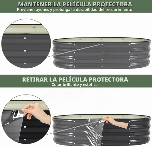 Vista 9 de 1MORE Cama de jardín elevada galvanizada: jardineras para exteriores, camas elevadas para jardinería, kit de cama de jardín de metal de 4 x 2 x 1