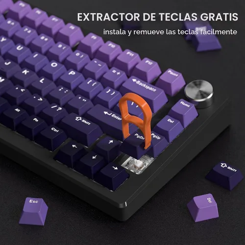 Vista 6 de dagaladoo Teclas PBT de doble disparo Púrpura, Teclas del teclado del Gradiente Púrpura