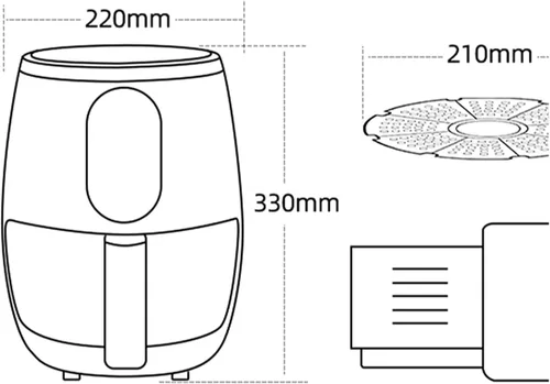 Vista 2 de Freidora de aire – 100℉ a 450℉ 3.6L Horno caliente Cocina Fácil Pantalla táctil Precalentar Freidora digital Negro