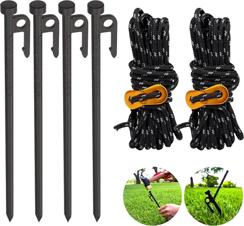 Vista 9 de Kit de estaca para árboles, estacas y soportes resistentes para árboles inclinados, estaca de metal para enderezar con 3 estacas para árboles