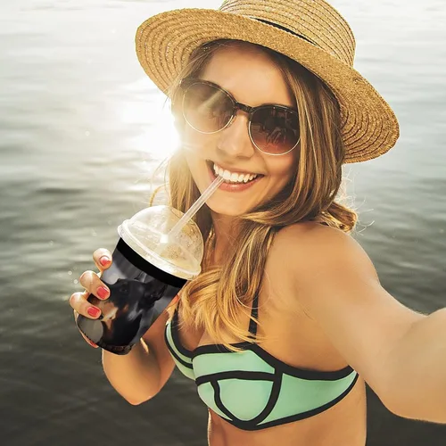 Vista 6 de Doberman Reusable Insulated Neoprene Iced Coffee Cup Sleeves 3 Sizes Diving Material Cup Durable Beverage Covers for Cold Coffee Tea Drinks