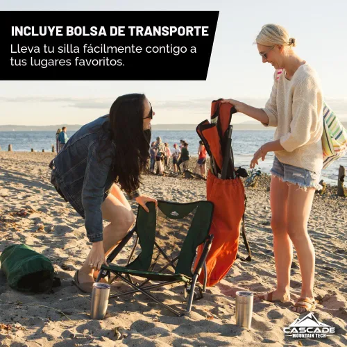 Vista 6 de Cascade Mountain Tech Silla de campamento plegable para camping, playa, picnic, barbacoas, eventos deportivos con bolsa de transporte