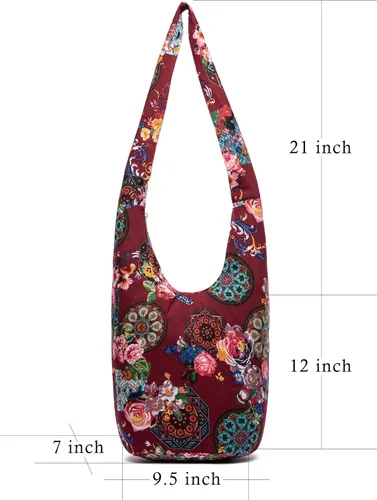 Vista 187 de Bolsa de hombro para mujer, de lona en estilo hippie/bohemio para llevar cruzada al hombro, disponible en diferentes colores y estampados