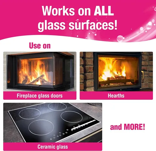 Vista 3 de Quick 'n Brite Kit de limpiador de vidrio para chimenea – Limpiador resistente de 16 onzas con herramienta raspadora, esponjas de melamina