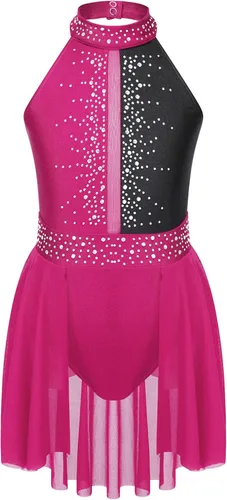 Vista 49 de CHICTRY Kids Girls Sparkly Rhinestone Ballet Gymnastics Leotards Modern Lyrical Dance Costume