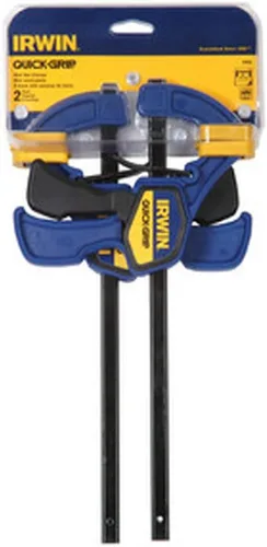 Vista 5 de IRWIN QUICK-GRIP Abrazadera de barra, con una mano, mini, 6 pulgadas (2), 12 pulgadas (2), paquete de 4 (1964748) azul, amarillo