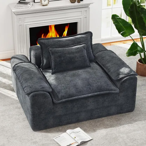 Vista 22 de Hobestluk Cloud - Sofá individual de espuma viscoelástica con asiento profundo, sofá en forma de L con funda extraíble, sofá grande para sala