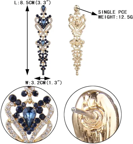 Vista 5 de EVER FAITH Aretes colgantes con nudo floral inspirado en Gastby de cristal austriaco para mujer color dorado Cristal