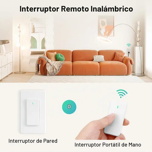 Vista 5 de Toma de interruptor remoto, enchufe de salida de control remoto de 15 A/1500 W con interruptor, interruptor de luz inalámbrico de encendido/apagado