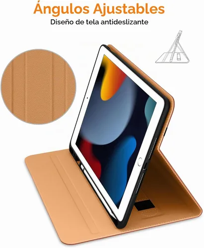 Vista 3 de DTTO Funda para iPad de 9ª/8ª/7ª generación de 10.2 pulgadas 2021/2020/2019, funda folio de negocios de cuero premium con soporte y soporte