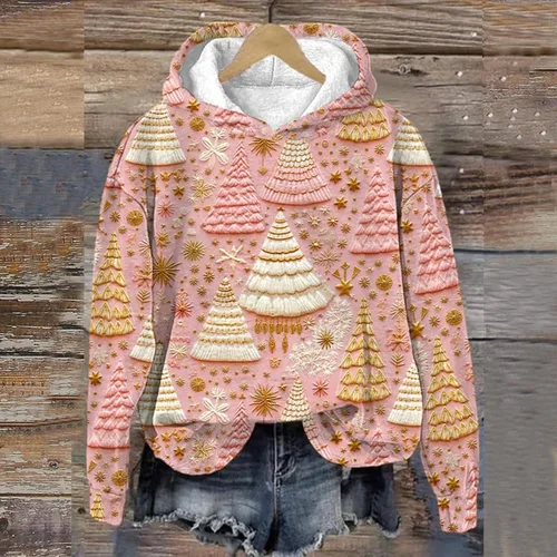 Vista 2 de Sudadera casual de manga larga para mujer, cuello redondo, vacaciones, Navidad, impresión digital 3D, lindo ajuste holgado