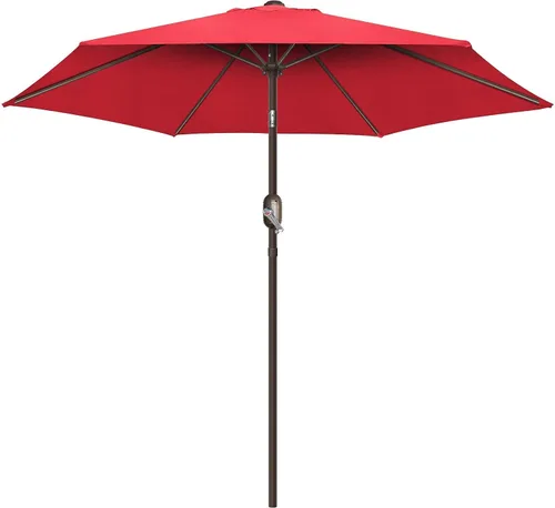 Vista 15 de Sombrilla de patio de 7.5 pies/9 pies, sombrilla de piscina con protección UV con poste resistente, sombrilla para exteriores con botón