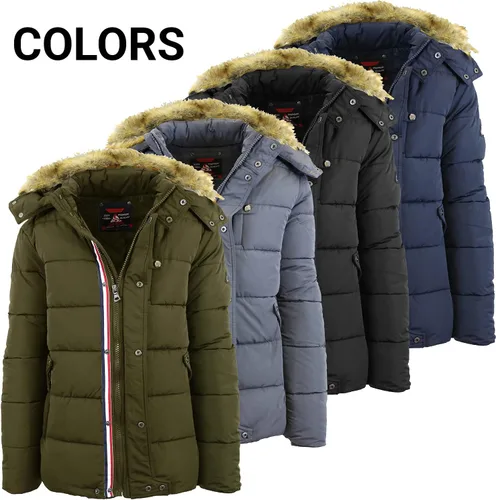 Vista 6 de Galaxy by Harvic Chaqueta cortavientos de nailon con capucha de doble capa pesada para hombre
