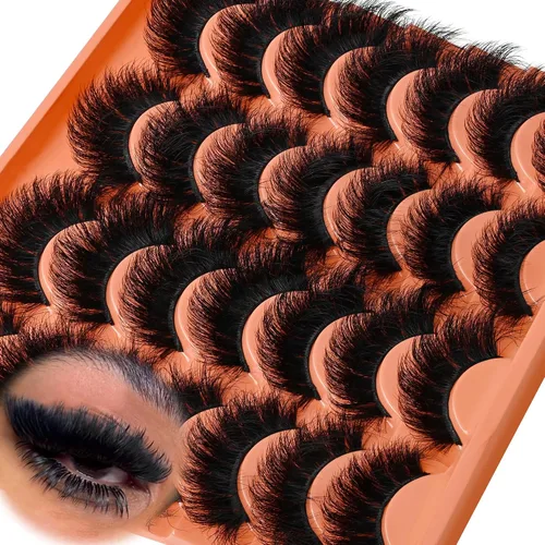 Vista 14 de Pestañas postizas de visón con volumen que parecen extensiones glamorosas y rizadas, paquete de 5 pares