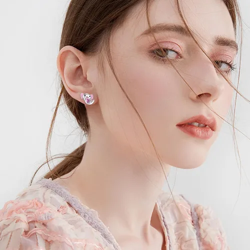 Vista 2 de VONALA Aretes de plata de ley 925 con diseño de animales, hipoalergénicos, lindos animales, joyería de regalo para mujeres y niñas