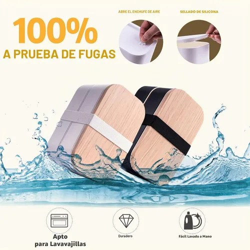 Vista 2 de Healfyya Caja Bento con Bolsa de Almuerzo Apta para Microondas Todo-en-Uno Compartimento de Preparación de Comidas Contenedores de Almuerzo