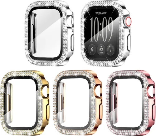 Vista 13 de Goton - Pack de 4 fundas brillantes para Apple Watch, protector de 1.575 pulgadas (40mm) para Series 6/5/4, SE 3/2/1, funda con parachoques