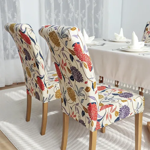 Vista 6 de FORCHEER Juego de 4 fundas para sillas de comedor para comedor, fundas elásticas para sillas de comedor y cocina, lavables y extraíbles