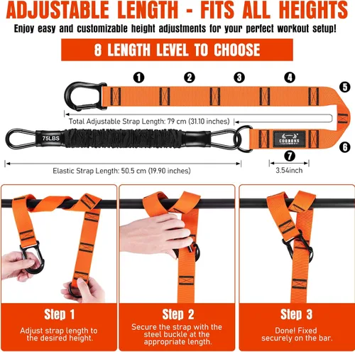 Vista 3 de Pull Up Assistance Bands, 300lbs Heavy Duty Resistance Bands for Pull Ups with Adjustable Height, Fabric Feet Rest & Knee Support, Strength Training