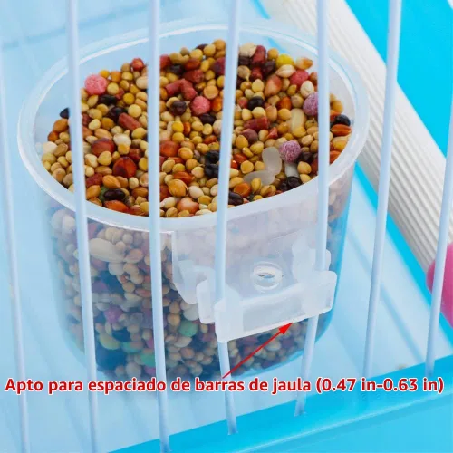 Vista 4 de Paquete de 9 comederos pequeños para alimentos y agua para pájaros, recipiente para colgar, práctico recipiente para colgar, plato de alimentación