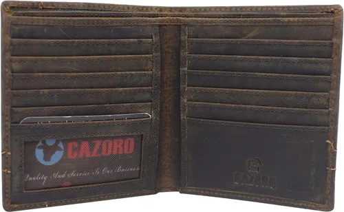 Vista 9 de Cartera Bifold Hipster para Tarjetas de Crédito con Bloqueo RFID de Piel de Cordero Premium, Antiguo, medio, Bifold