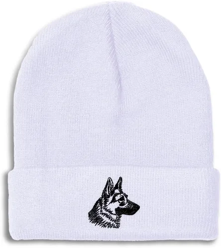 Vista 30 de Gorros personalizados para hombre, sombreros de invierno bordados de cabeza de pastor alemán negro para mujer, gorra de cráneo de acrílico, 1