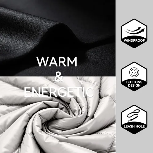 Vista 8 de LESYPET Abrigo para perro pequeño, chaqueta acolchada a prueba de viento para perros con agujero para correa, chaqueta extra cálida para perro, gris