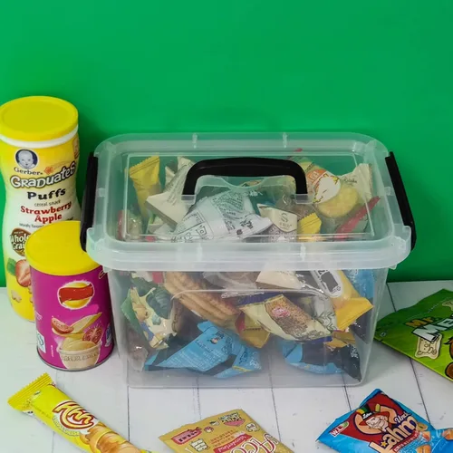 Vista 4 de Paquete de 6 contenedores de almacenamiento de plástico de 5 litros con tapa, cajas transparentes con tapa Contenedor de clip apilable, pestillo
