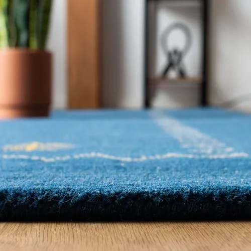 Vista 4 de SAFAVIEH Himalaya Collection - Alfombra de pasillo, 2 pies 3 pulgadas x 6 pies, color azul, lana hecha a mano, ideal para zonas de alto tráfico