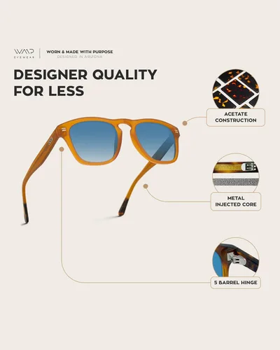 Vista 5 de WearMe Pro - Gafas de sol rectangulares grandes polarizadas retro para hombre