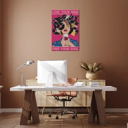 Vista 7 de Lienzo decorativo para pared con texto en inglés "Lose Your Mind Find Your Soul", arte de pared con citas inspiradoras para la salud mental, pintura