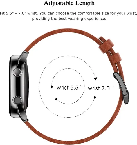 Vista 7 de Correa de piel compatible con Samsung Galaxy Watch 3 de 41 mm / Galaxy Watch Active de 40 mm / Active 2 44mm / Galaxy Watch de 42 mm, 20 mm de piel