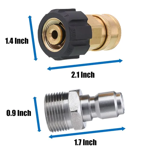 Vista 8 de Tool Daily Juego de adaptadores para hidrolimpiadora, Adaptador de lavadora a presión, Kit de conexión rápida de 3/8 pulgadas, M22 0.551 in a M22