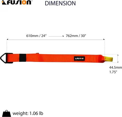 Vista 3 de Fusion - Cordón ajustable con anillo en D, naranja, 30 pulgadas (TZP-16-3)