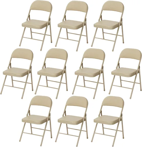 Vista 33 de Paquete de 4 sillas plegables negras, sillas plegables acolchadas con asiento y respaldo de piel sintética, sillas plegables de metal portátiles