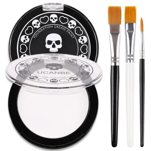 Vista 11 de UCANBE Base de maquillaje facial y corporal en crema negra, pintura de grasa profesional no tóxica, paleta de pintura facial para Halloween