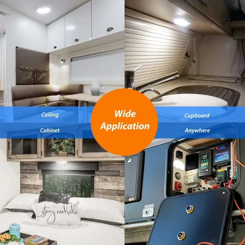 Vista 7 de Dream lighting Luces LED Interiores para RV de 12 Voltios, Luz de Techo con Interruptor para RV Camper Remolque, Luz Ovalada Tipo Panqueque de 6