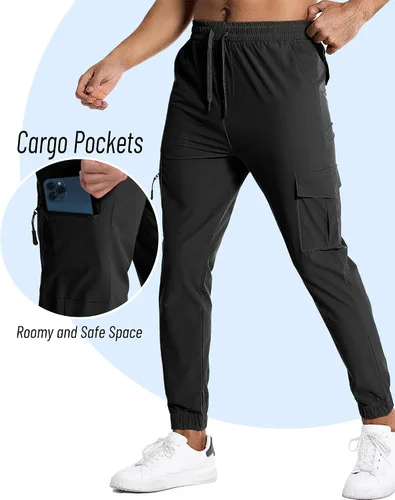 Vista 2 de Y YERFONE Cargo Pants for Men Slim Fit Joggers for Men Workout Athletic Hiking Golf Track Pants with Pockets