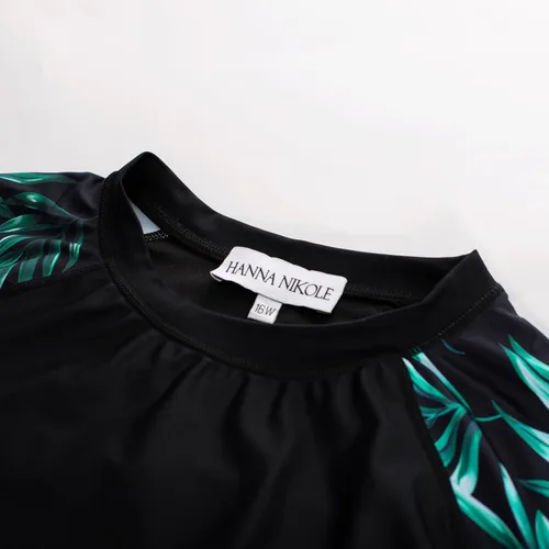 Vista 7 de Hanna Nikole Traje de baño de dos piezas de manga larga para mujer, talla grande, con protección solar UPF 50