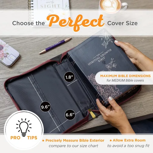 Vista 6 de Christian Art Gifts Funda protectora de piel sintética para la Biblia con asa para mujer: fuerte y valiente, versículo bíblico inspirador Joshua