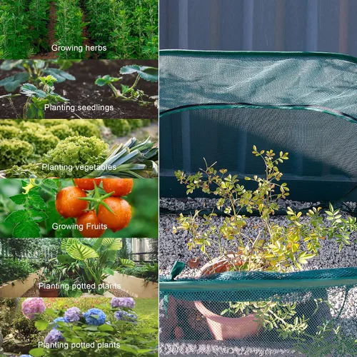 Vista 4 de ANC POP Cubierta de malla desplegable para plantas, 40 x 40 x 30 pulgadas, protector de plantas para jardín elevado y cama de flores, jaula