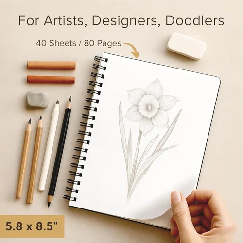 Vista 4 de Cuaderno de bocetos de artista de tapa dura – Papel muy grueso de 200GSM – Cuaderno de bocetos en espiral para dibujo y técnicas mixtas – Bloc