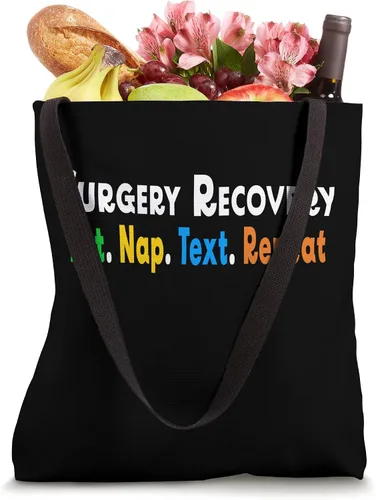 Vista 4 de Divertida bolsa de mano para recuperación después de la cirugía Eat NapText Repeat Gifts
