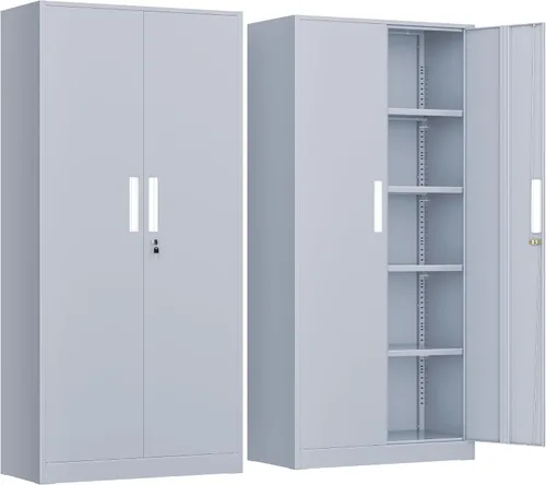 Vista 33 de INTERGREAT Gabinete de almacenamiento de metal con puertas con cerradura, gabinetes de almacenamiento de acero con cerradura con 2 puertas y Negro