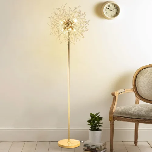 Vista 7 de Lámpara de pie de cristal de 69 pulgadas, lámpara de pie moderna con cristal K9, lámpara de pie LED con interruptor de pie de encendido/apagado