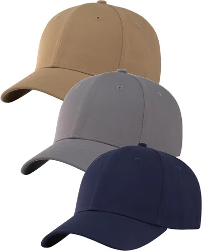 Vista 11 de Paquete de 3 gorras de béisbol de algodón liso con correa trasera, ajustables, de perfil bajo, para hombres y mujeres 3 Negro